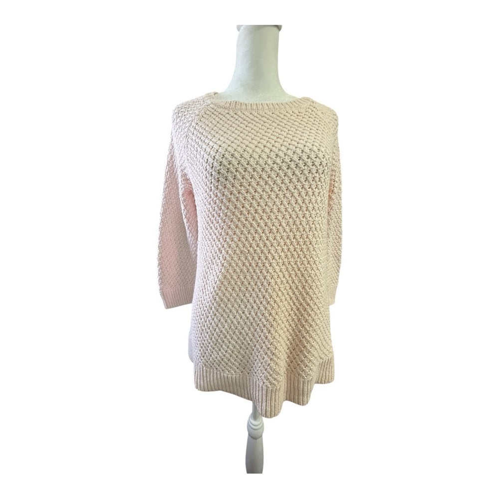 Active Seller! Pale Pink Talbots Fisherman Sweater size Small 100% Cotton - Picture 3 of 8